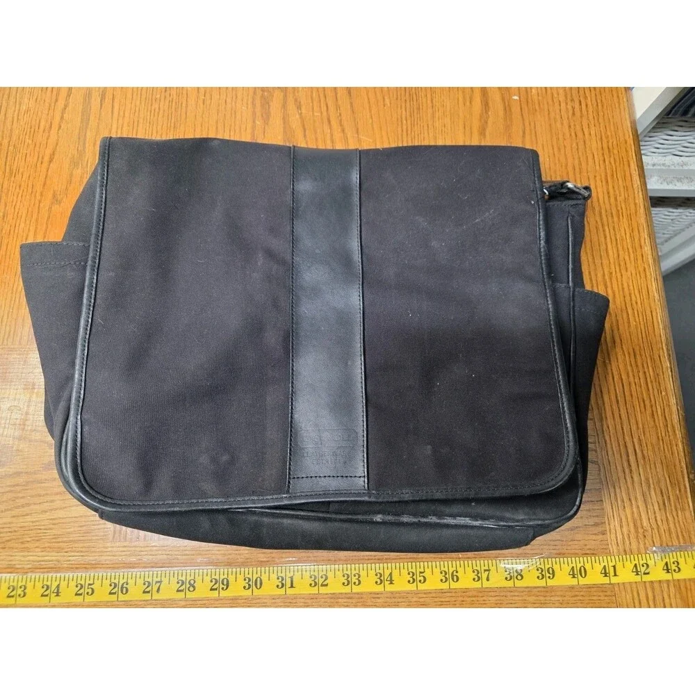 Coach Black Nylon Leather Trim Computer Messenger Tote Laptop Crossbody 6437 B